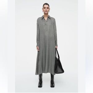 COS Black & White Patterned Long Sleeve Maxi Shirt Dress